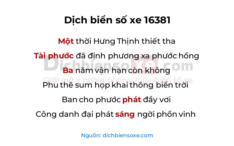 Dịch thơ biển số 16381