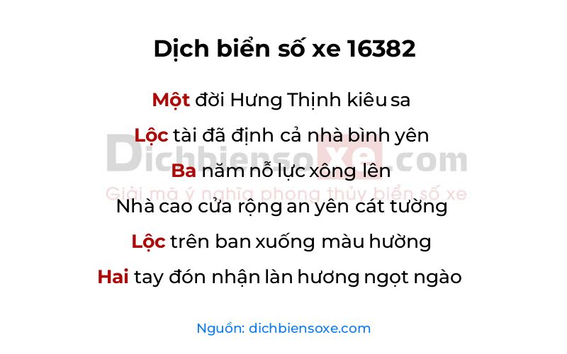 Dịch thơ biển số 16382
