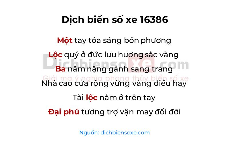 Dịch thơ biển số 16386
