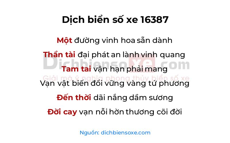 Dịch thơ biển số 16387