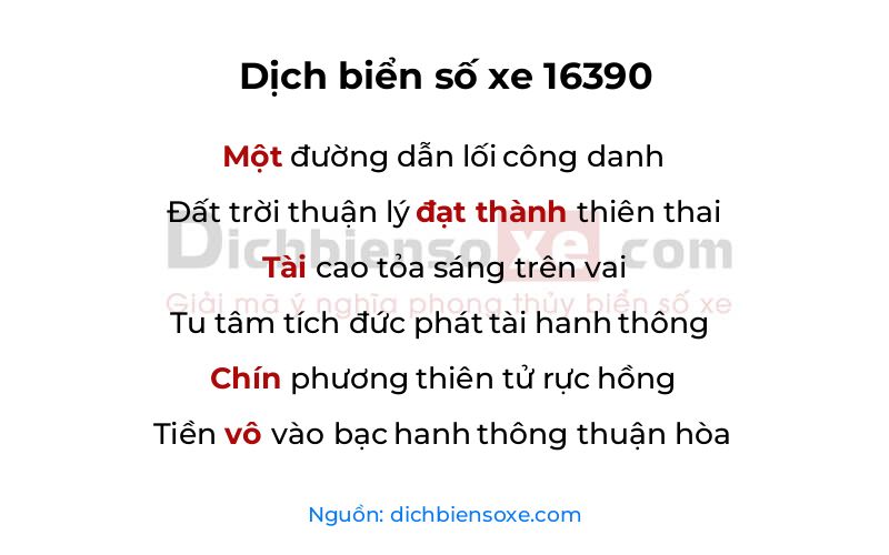 Dịch thơ biển số 16390