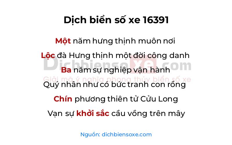 Dịch thơ biển số 16391