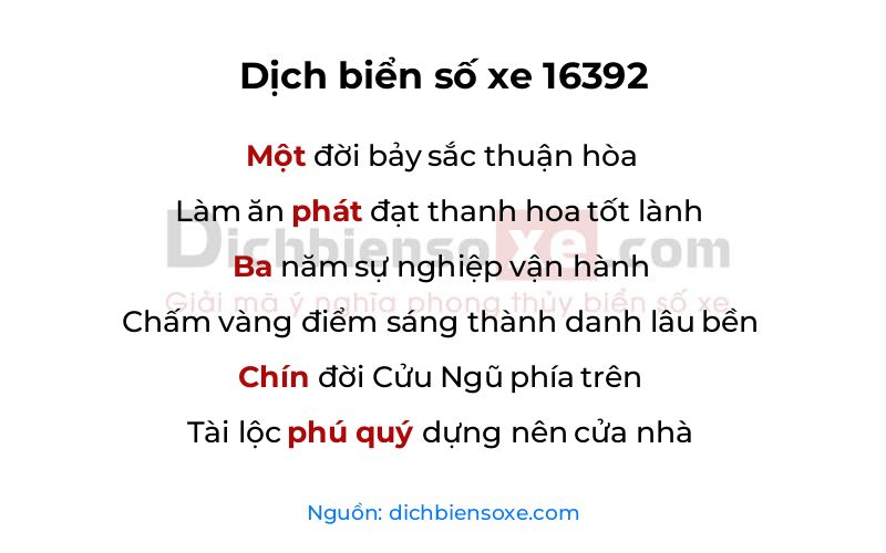Dịch thơ biển số 16392