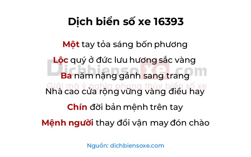 Dịch thơ biển số 16393