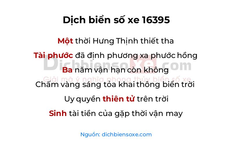 Dịch thơ biển số 16395