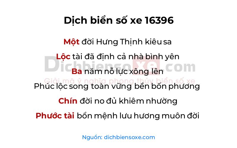 Dịch thơ biển số 16396