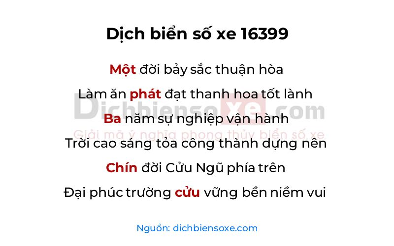 Dịch thơ biển số 16399
