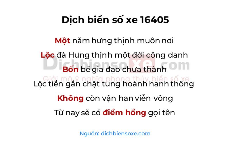 Dịch thơ biển số 16405