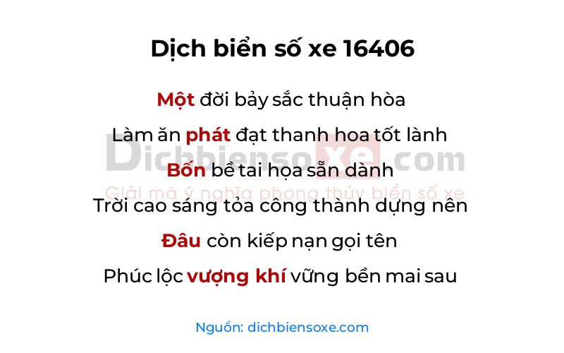 Dịch thơ biển số 16406