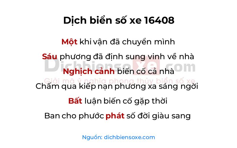 Dịch thơ biển số 16408