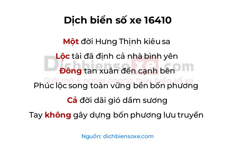 Dịch thơ biển số 16410