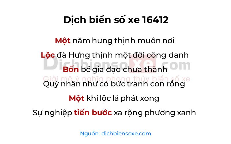 Dịch thơ biển số 16412