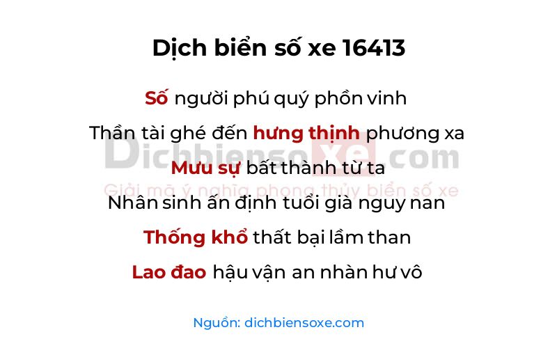 Dịch thơ biển số 16413