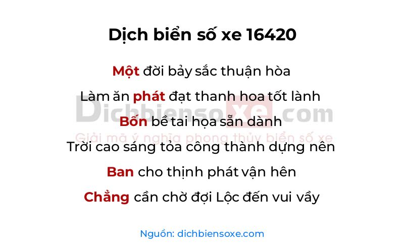 Dịch thơ biển số 16420