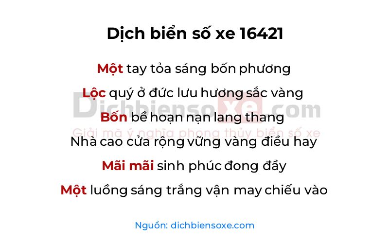 Dịch thơ biển số 16421
