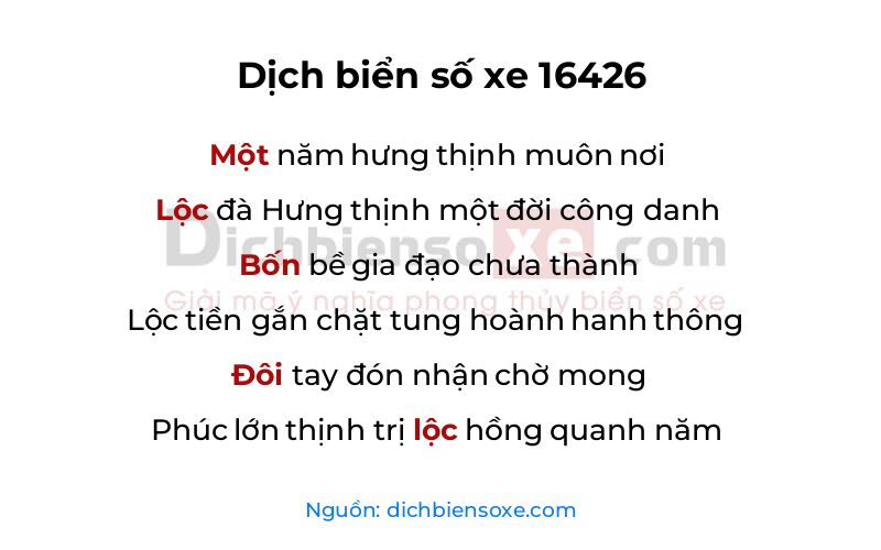 Dịch thơ biển số 16426