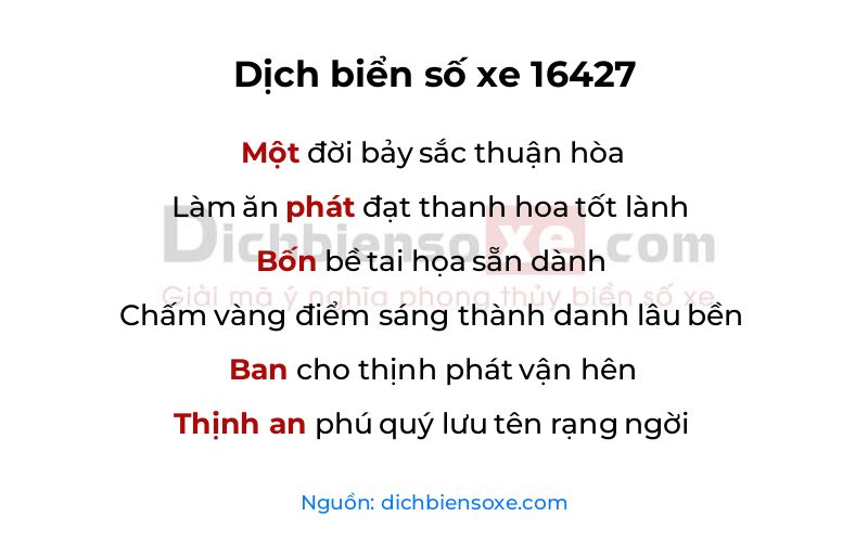 Dịch thơ biển số 16427