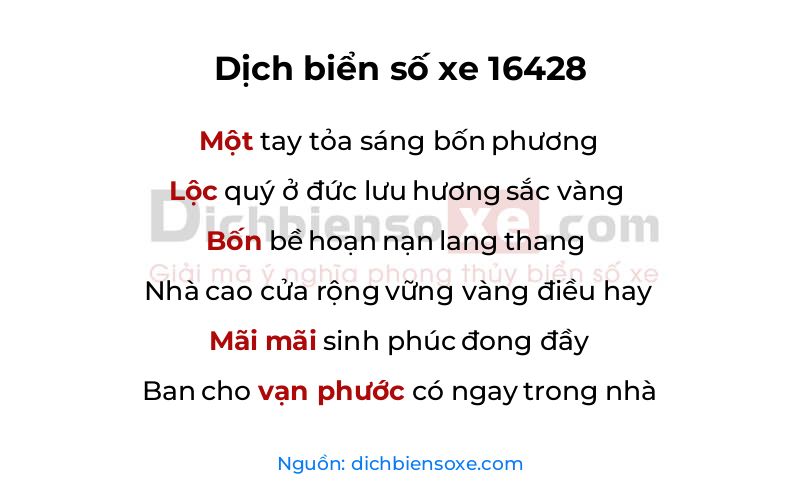 Dịch thơ biển số 16428