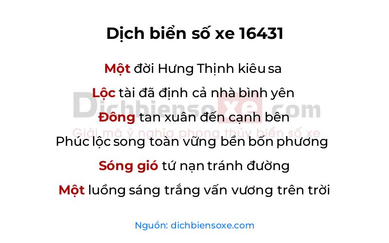 Dịch thơ biển số 16431