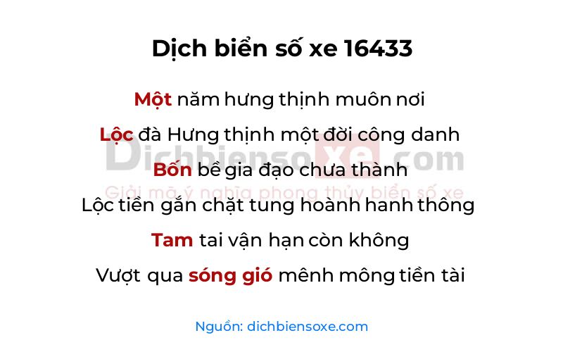 Dịch thơ biển số 16433