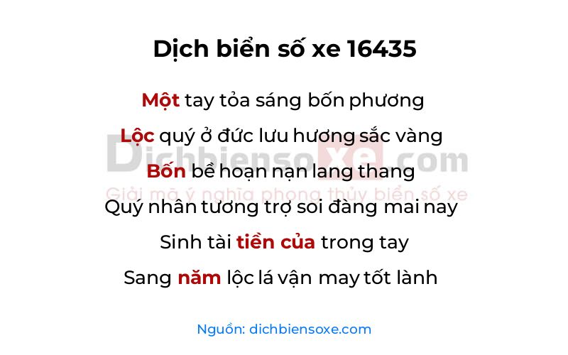 Dịch thơ biển số 16435
