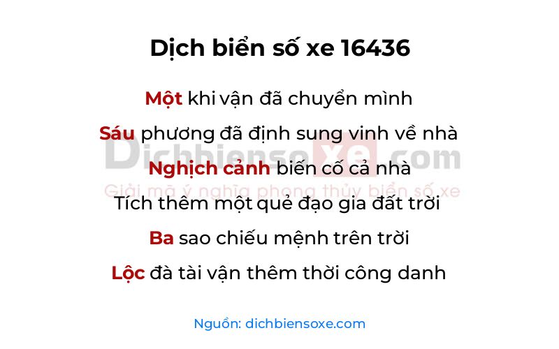 Dịch thơ biển số 16436