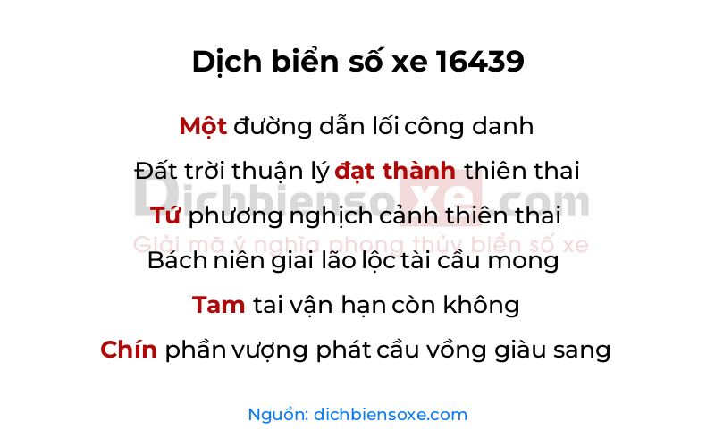 Dịch thơ biển số 16439