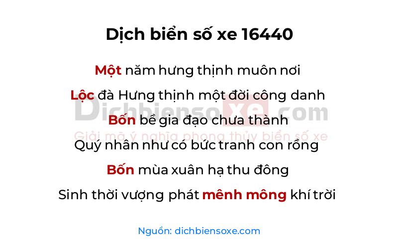 Dịch thơ biển số 16440