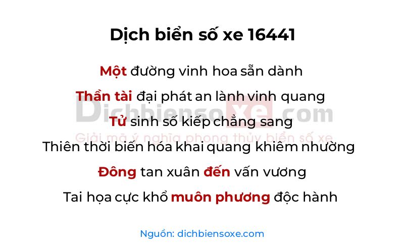 Dịch thơ biển số 16441