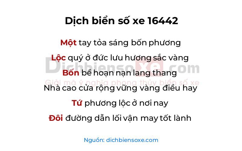 Dịch thơ biển số 16442