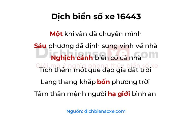 Dịch thơ biển số 16443