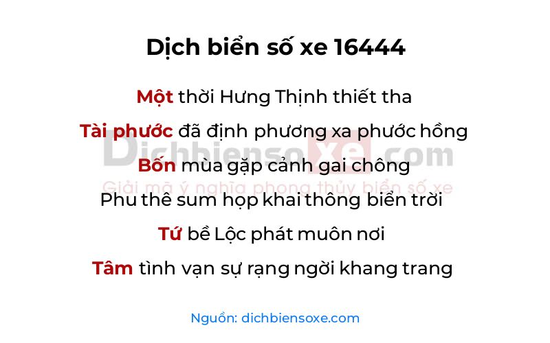 Dịch thơ biển số 16444
