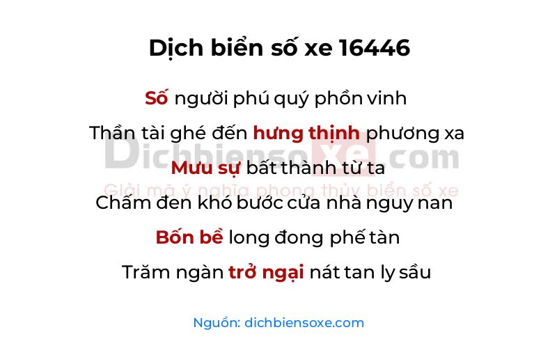Dịch thơ biển số 16446