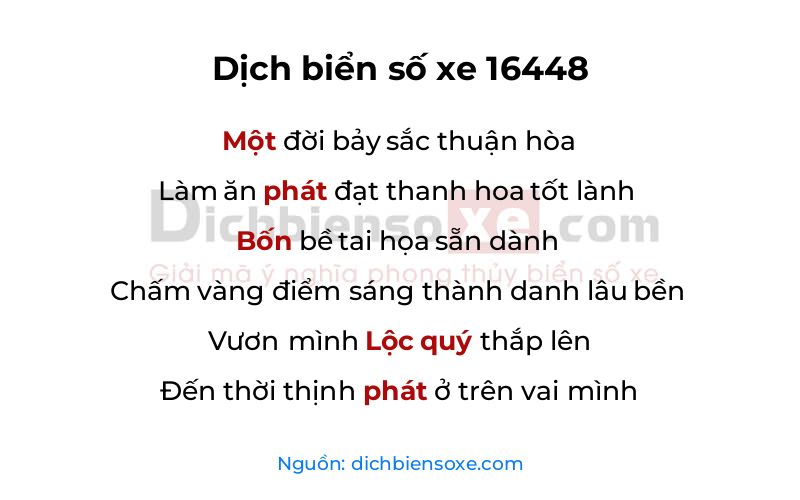 Dịch thơ biển số 16448