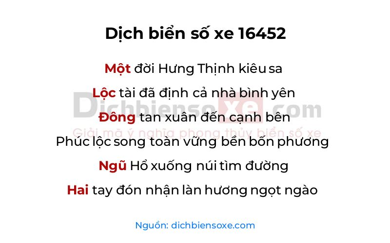 Dịch thơ biển số 16452