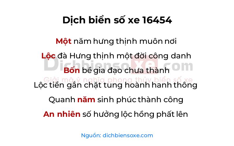 Dịch thơ biển số 16454