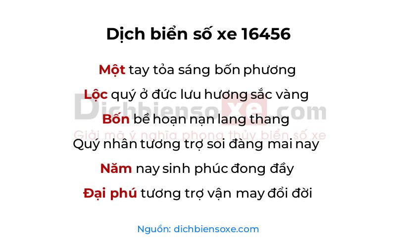 Dịch thơ biển số 16456