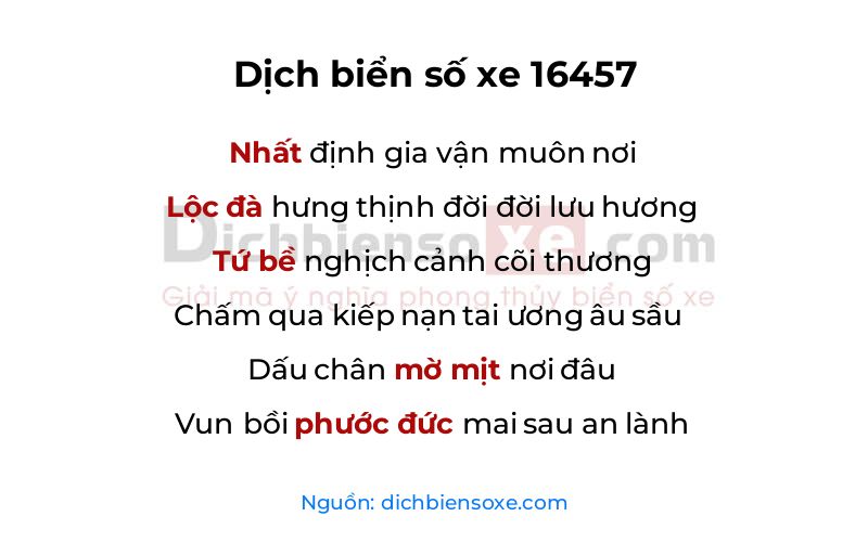 Dịch thơ biển số 16457