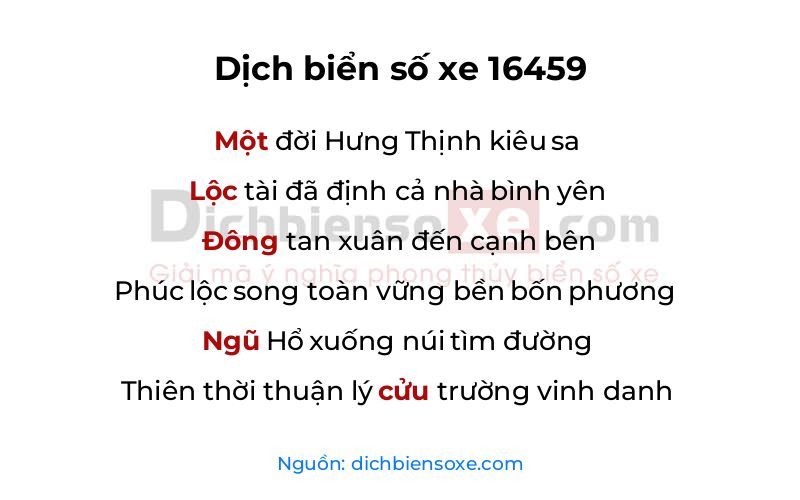 Dịch thơ biển số 16459