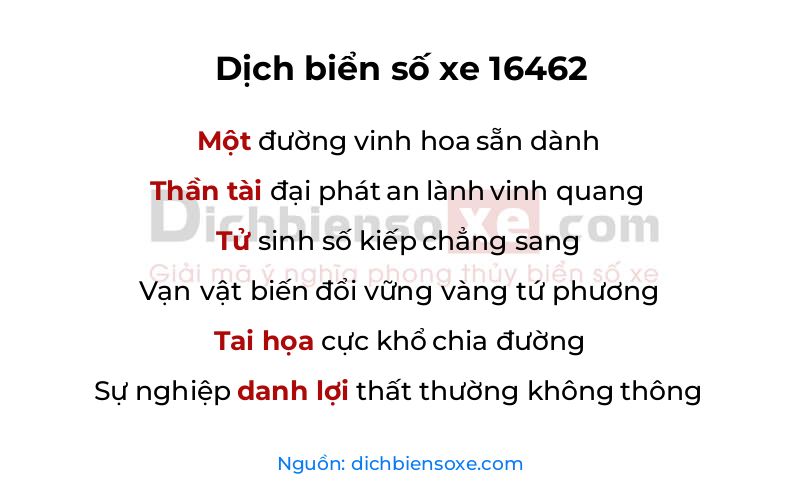 Dịch thơ biển số 16462