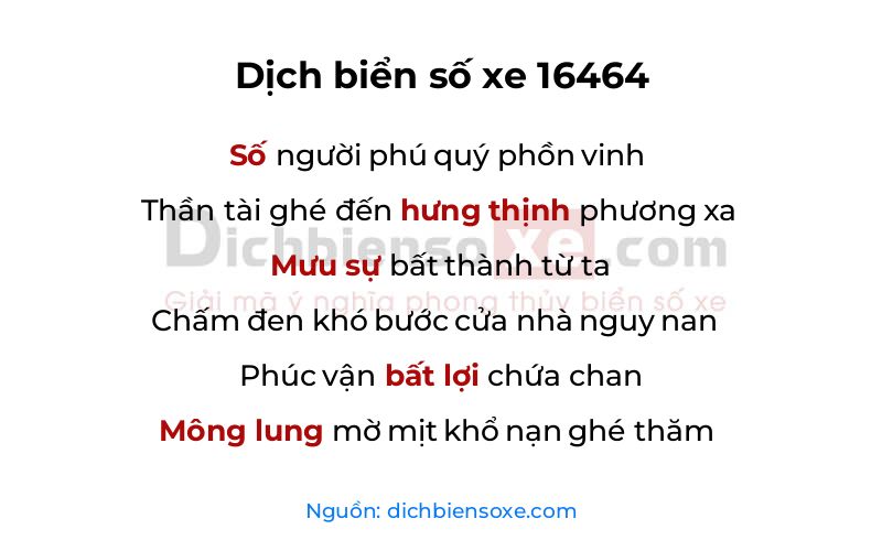 Dịch thơ biển số 16464
