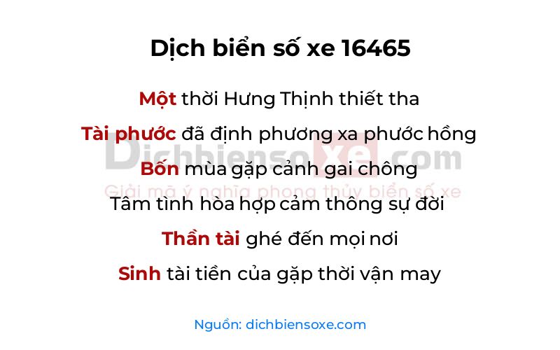 Dịch thơ biển số 16465