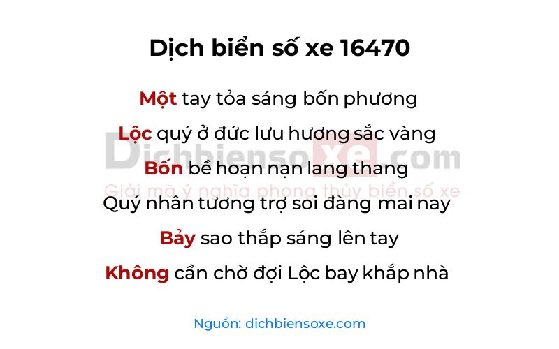 Dịch thơ biển số 16470
