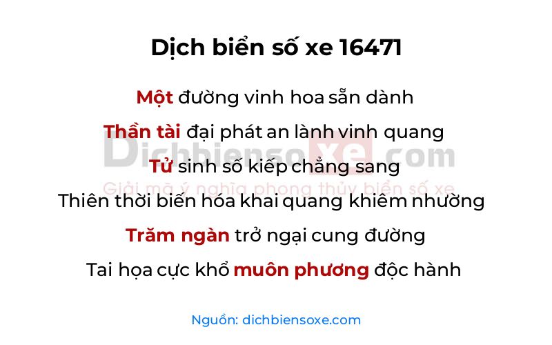 Dịch thơ biển số 16471