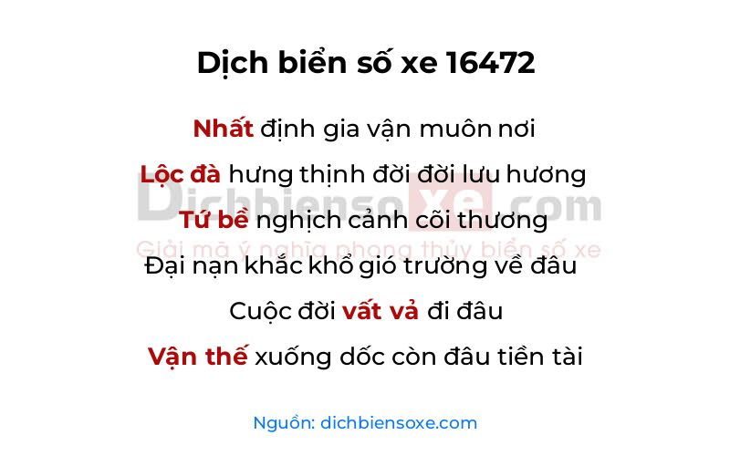 Dịch thơ biển số 16472
