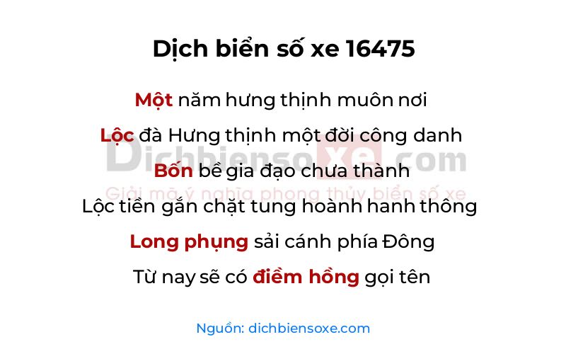 Dịch thơ biển số 16475