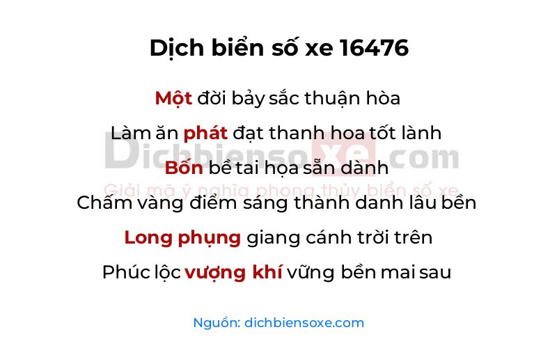 Dịch thơ biển số 16476