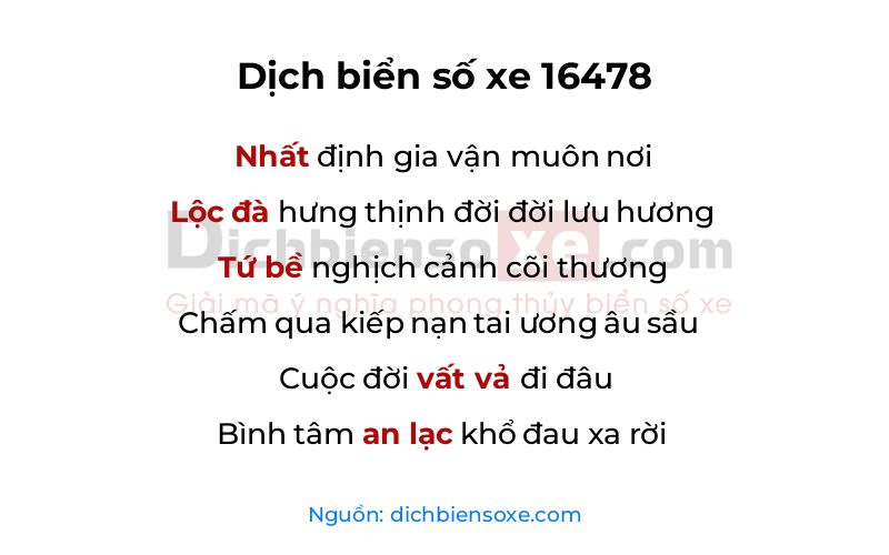 Dịch thơ biển số 16478