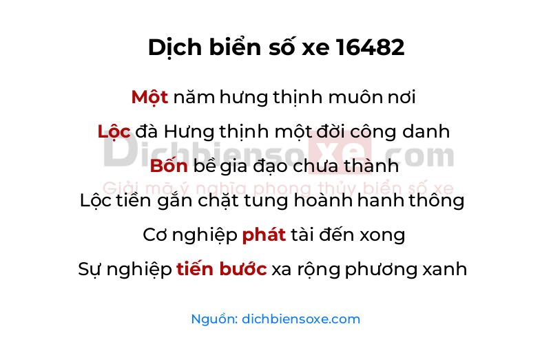 Dịch thơ biển số 16482