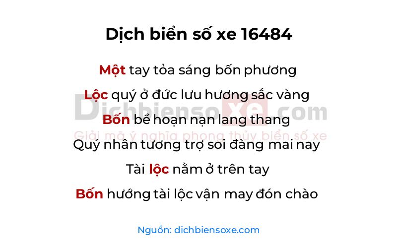 Dịch thơ biển số 16484